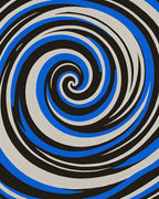 Dynamic Blue White Black Swirl Rug