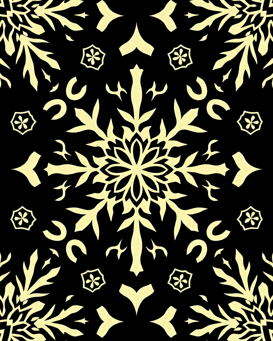 Golden Snowflake Black Lace Rug