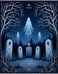 Ethereal Ghostly Cemetery Night Scene Rug