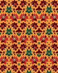 Vibrant Red Teal Floral Medallion Rug