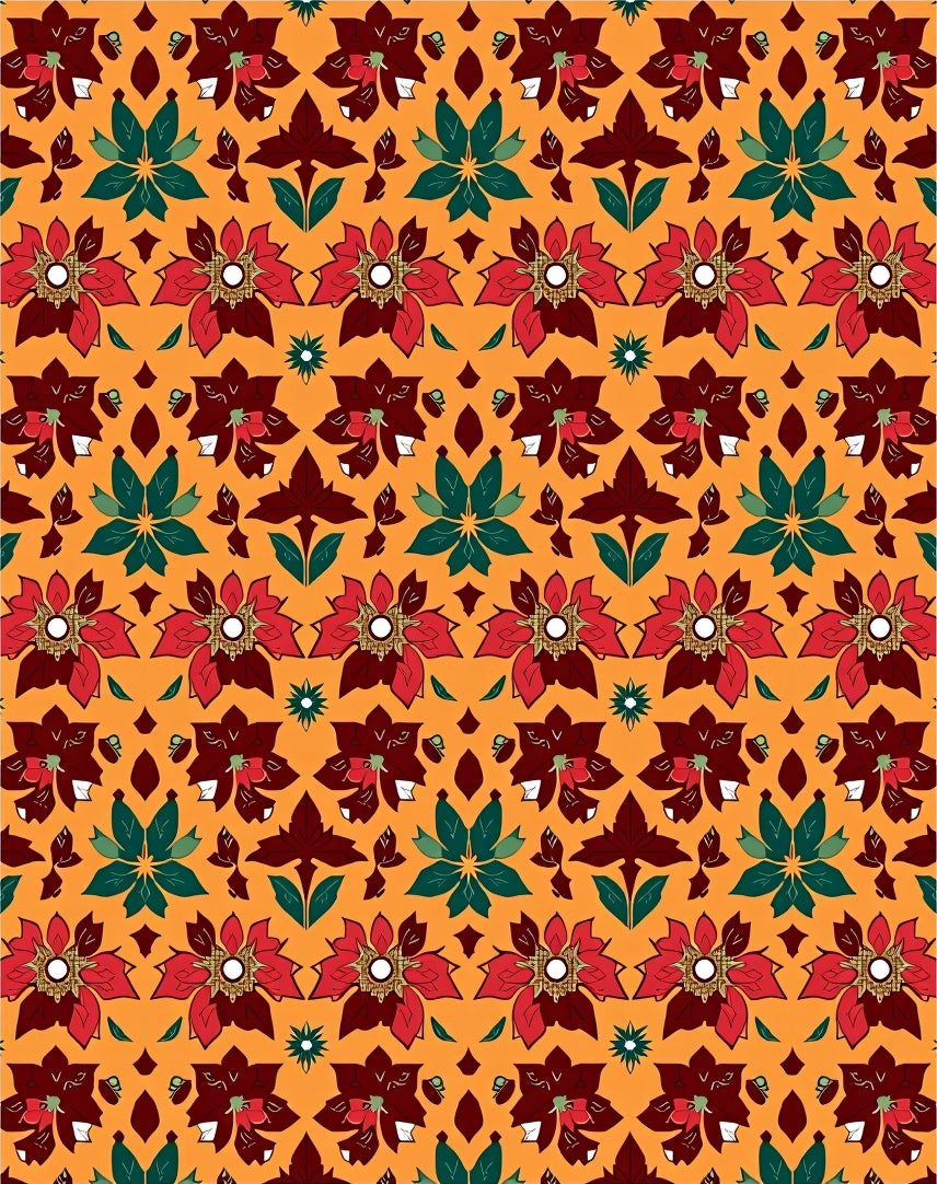 Vibrant Red Teal Floral Medallion Rug