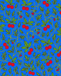 Vibrant Blue Cherry Blossom Vine Rug