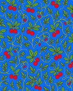Vibrant Blue Cherry Blossom Vine Rug