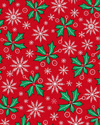 Red Holly Snowflake Christmas Celebration Rug