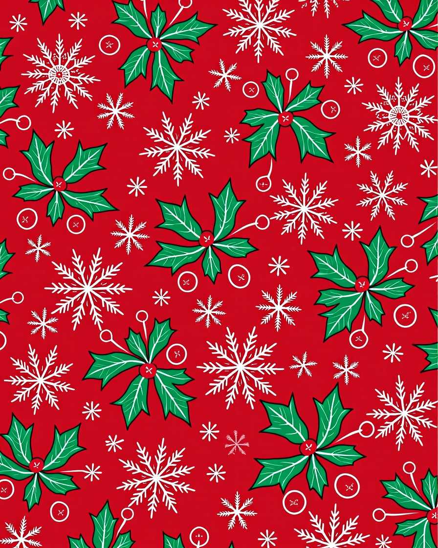 Red Holly Snowflake Christmas Celebration Rug