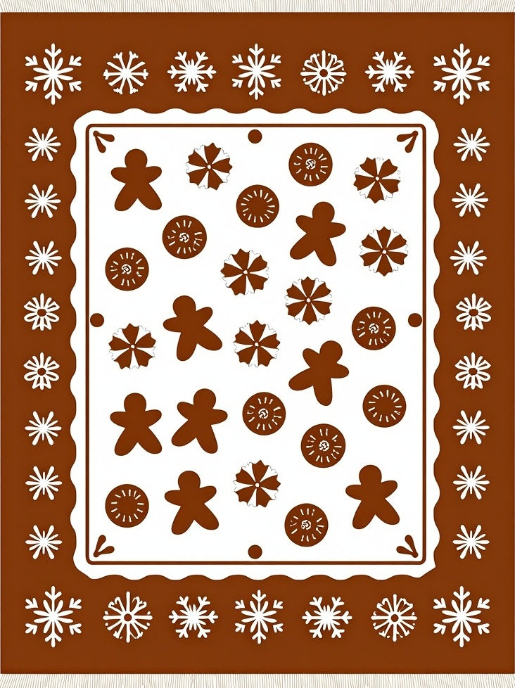 Chocolate Gingerbread Snowflakes Cookies Rug