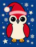Cute Red Penguin Christmas Snowflakes Rug