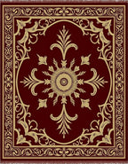 Regal Crimson Golden Medallion Border Rug