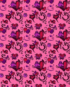 Hearts and Curls Pink Repeating Pattern Rug