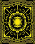 Yellow Sunburst Mandala Black Rug