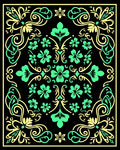 Vibrant Green Yellow Floral Swirl Rug