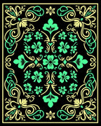 Vibrant Green Yellow Floral Swirl Rug