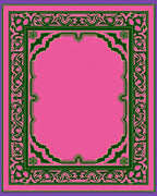 Pink Green Ornate Scroll Work Rug