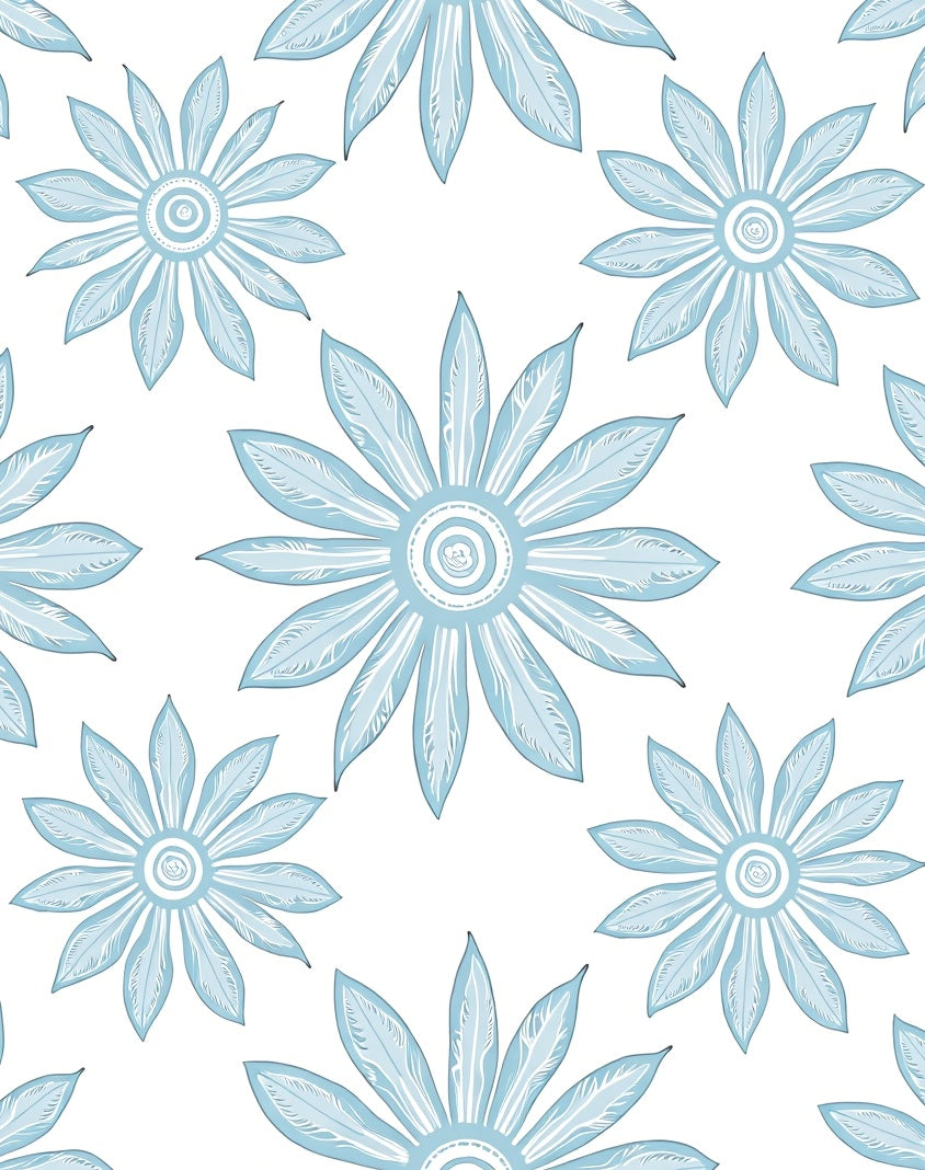 Light Blue Petal Flower Rug