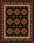 Crimson Red Folk Art Floral Rug