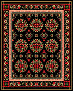 Crimson Red Folk Art Floral Rug