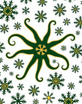 Winter Snowflakes Green Yellow Accents Rug