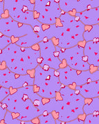 Pale Pink Hearts Vine Purple Field Rug