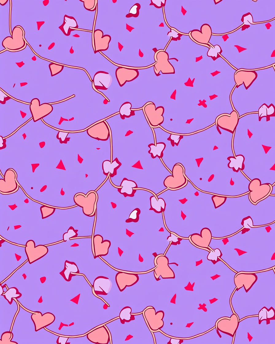 Pale Pink Hearts Vine Purple Field Rug