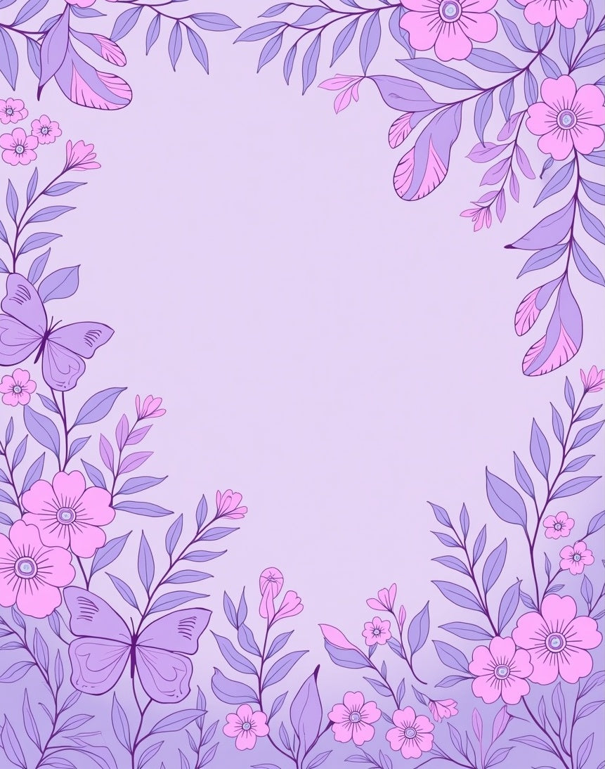 Lavender Floral Butterfly Garden Art Rug