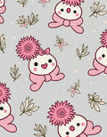 Pink Kawaii Characters Floral Scatter Rug