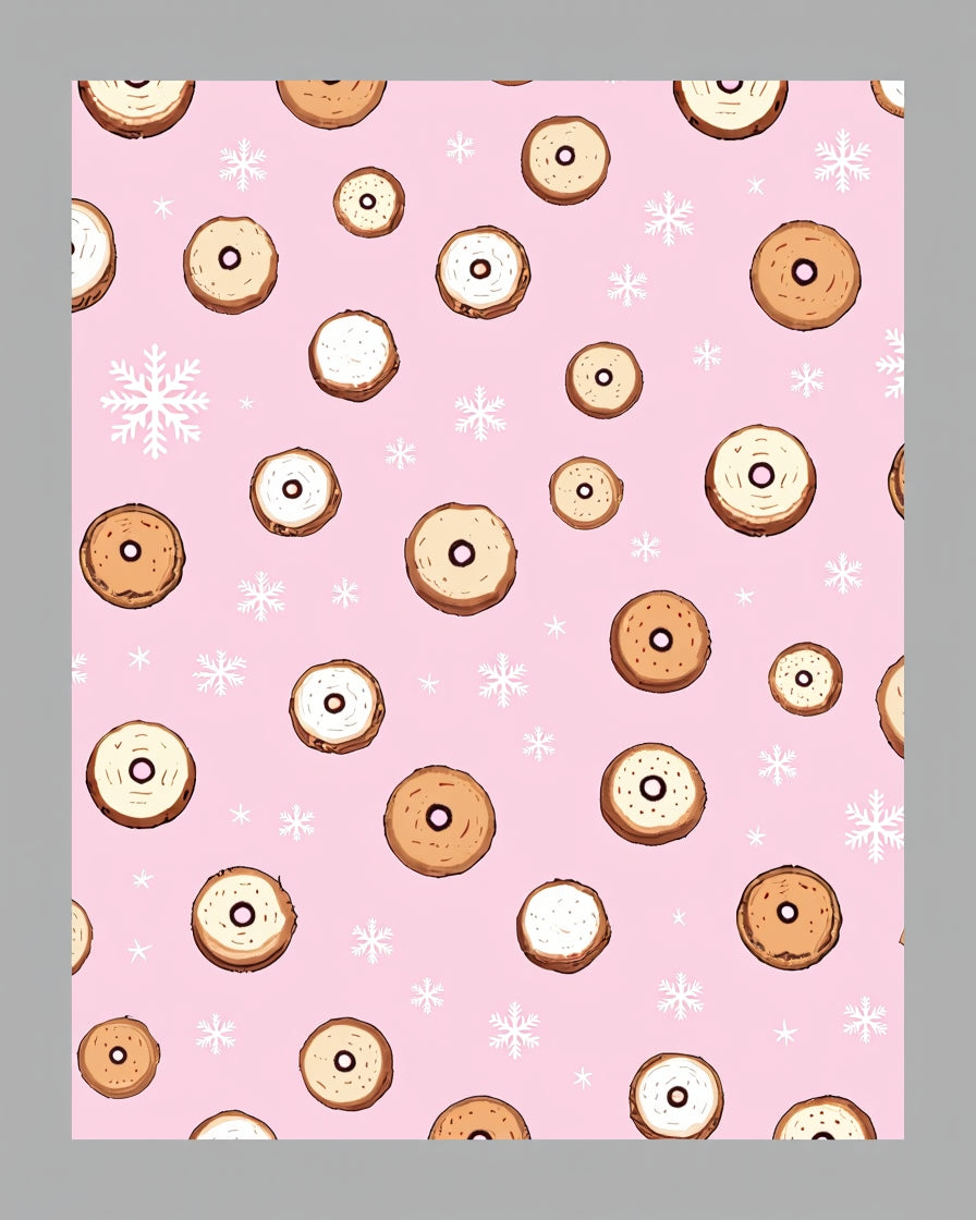 Pink Donut Snowflakes Playful Repeat Art Rug