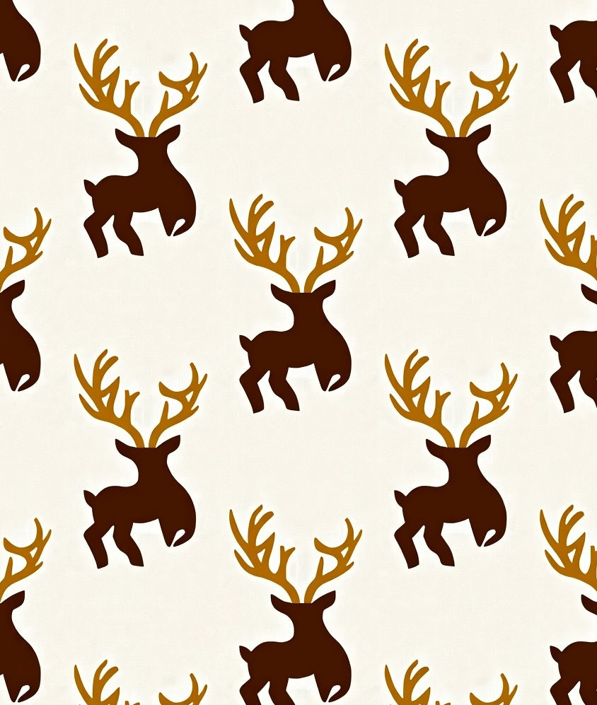 Brown Golden Reindeer Repeating Illustration Rug
