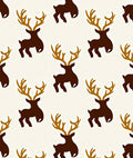 Brown Golden Reindeer Repeating Illustration Rug