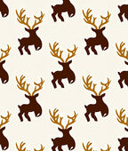 Brown Golden Reindeer Repeating Illustration Rug