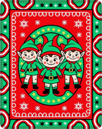 Christmas Elves Red Green Stars Rug