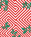 Red White Geometric Foliage Maze Rug