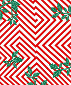 Red White Geometric Foliage Maze Rug