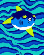 Friendly Blue Ocean Sunfish Rug