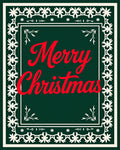 Festive Red Merry Christmas Floral Border Rug