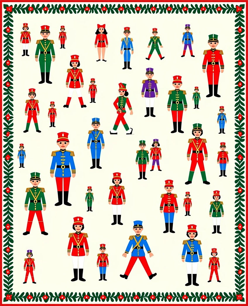 Toy Soldier Parade Red Blue Green Stripe Rug