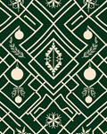 Emerald Cream Geometric Holiday Ornaments Rug