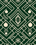 Emerald Cream Geometric Holiday Ornaments Rug