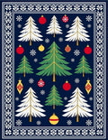 Festive Blue Christmas Tree Ornaments Rug