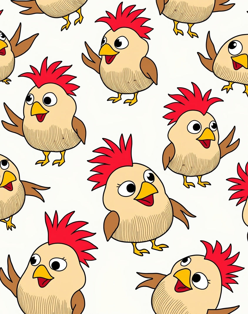 Whimsical Chicken Friends Cream Rug
