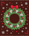 Festive Wreath Houses Red Bow Snowflakes Rug