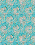 Aqua Swirls and Stars Textile Rug