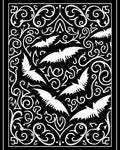 Gothic White Bats Swirls Black Rug