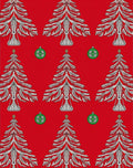 Red Evergreen Christmas Ornaments Rug