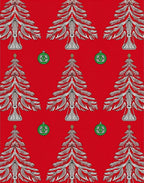 Red Evergreen Christmas Ornaments Rug