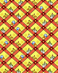 Yellow Red Lattice Festive Figures Medallion Rug