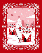 Festive Red Snowman Village Christmas Rug