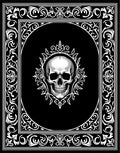 Gothic White Skull Ornate Frame Rug