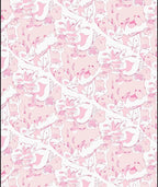 Charming Pink Outline Floral Swirl Rug