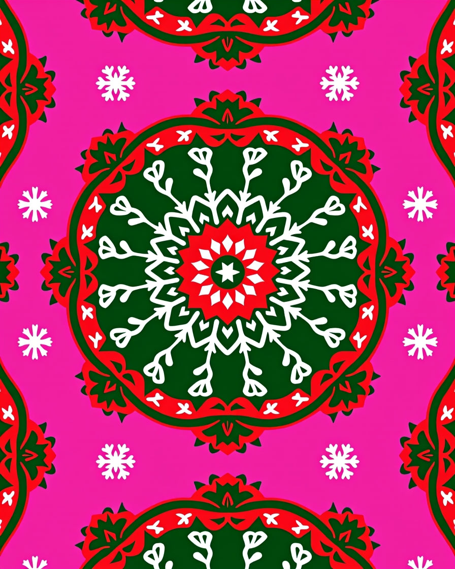 Vibrant Pink Snowflake Medallion Rug