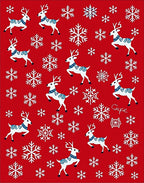 Festive Red Reindeer Snowflake Collection Rug